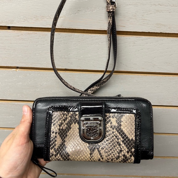 Black and Snake Print Leather Tote Bag & Matching Wallet - Picture 11 of 14